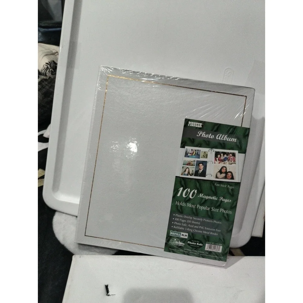 NEW Pioneer Photo Album Book 100 Magnetic Pages White 3 Ring Photo Safe Binder